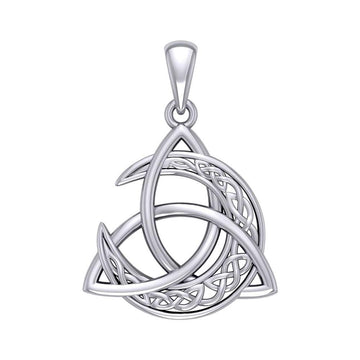 Trinity Knot with Celtic Crescent Moon Silver Pendant TPD5884 - Jewelry
